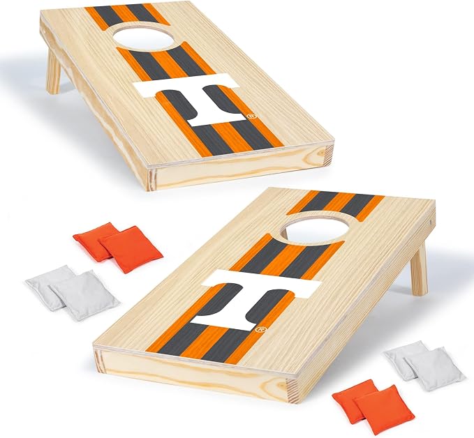 Wild Sports College Portable Size 1' x 2' Solid Wood Cornhole Set with Direct Print HD Team Graphics – Travel Size