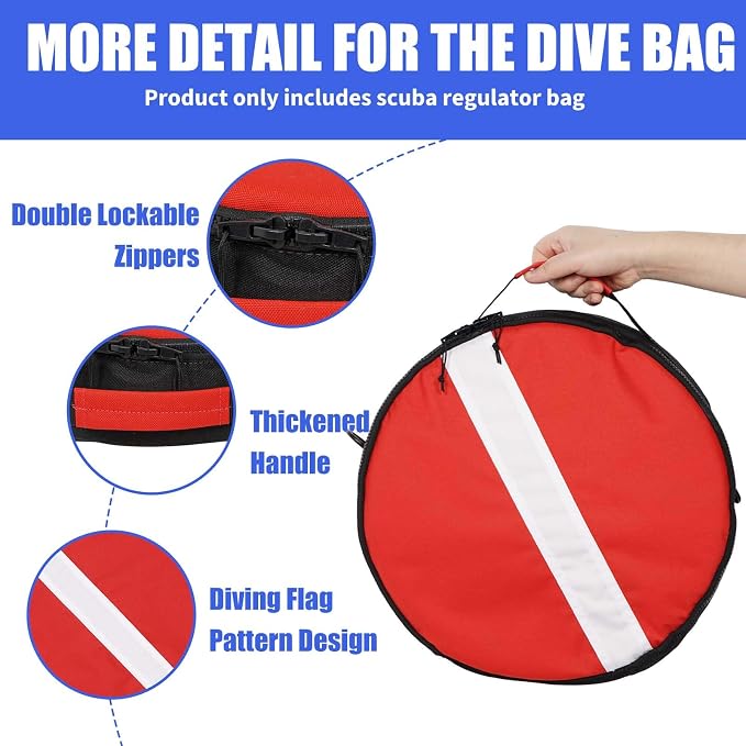 Scuba Regulator Bag, Diving Regulator Protective Bags with Double Lockable Zippers Carry on Bag for Dive Regulator with Adjustable Shoulder Strap