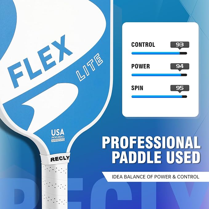 Recly Pickleball Paddles, Carbon Fiber Pickleball Paddle with UV Printed Finish & Sure-Grip Elongated Handle 14MM,USAPA Approved for Beginner and Professional Players