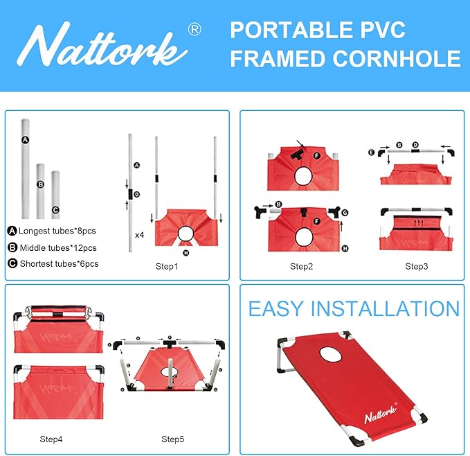 Portable Cornhole Set with 2 Collapsible Cornhole Boards, 8 Cornhole Bean Bags and Carrying Case for Yard Toss Game, Indoor Outdoor Camping Games for Family Parties (3 x 2-feet)