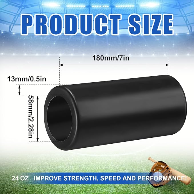 WinnerWhy 2 Pcs Baseball Bat Weight Sleeve 24 oz Black Baseball Batting Donut Training Aid, Adjustable Bat Weight for Youth Overload Swing Training