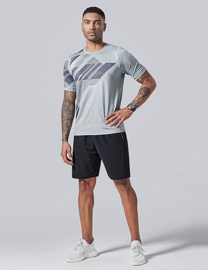 5 Pack Men’s Active Quick Dry Crew Neck T Shirts | Athletic Running Gym Workout Short Sleeve Tee Tops Bulk