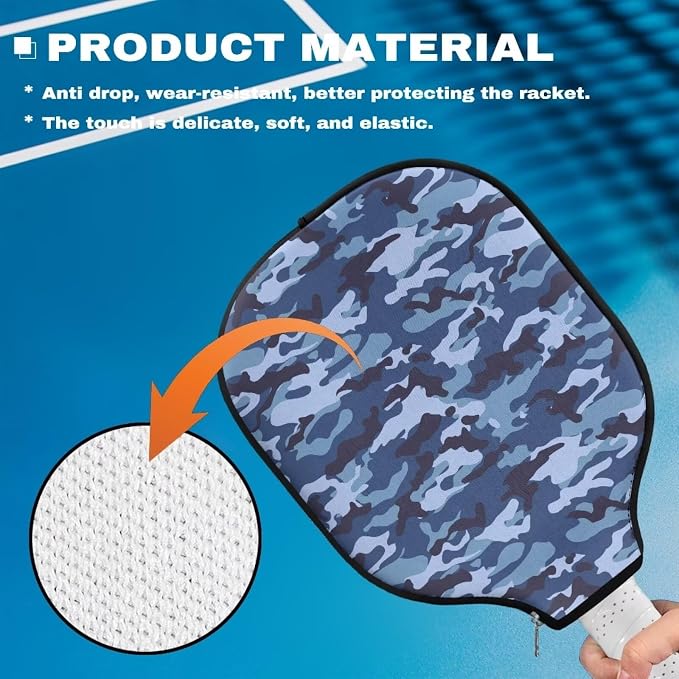 Pickleball Paddle Covers, Fits Standard Pickleball Racquets, Durable Zippered Paddle Cover Universal 8.6 x 11.4Inch