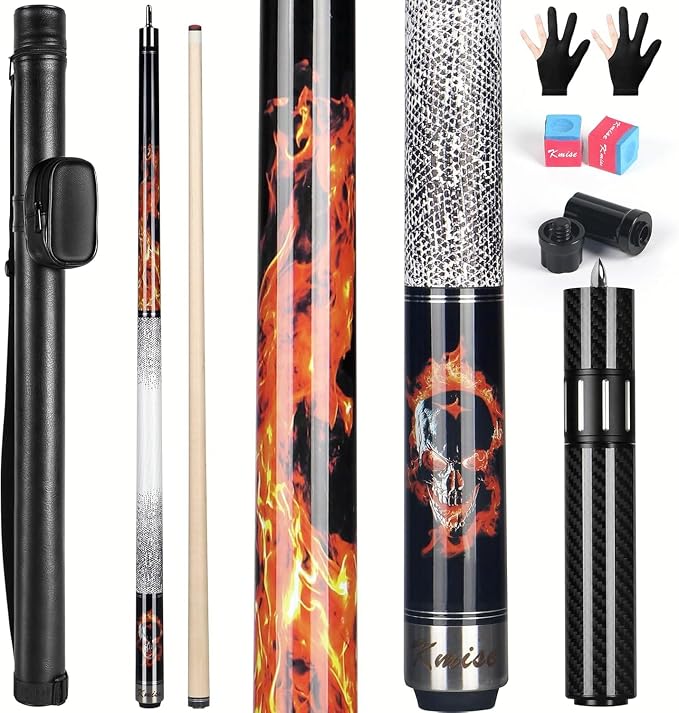 Kmise Professional Pool Cue Stick, 18 19 20oz Canadian Maple Cue Sticks, Low Deflection Shaft with Telescopic Extension Cue