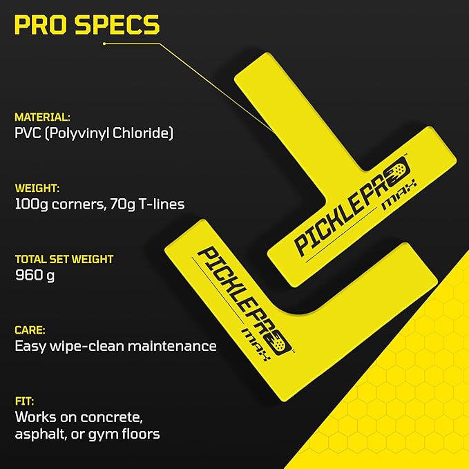 PicklePro CourtMark Pickleball Court Marking Kit with Carry Bag– Portable Pickleball Court Lines & Markers – 12-Piece Non-Slip PVC Lines Kit for Indoor & Outdoor Temporary Courts