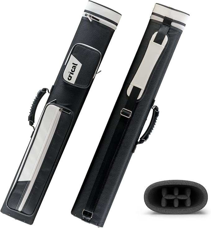 CRICAL Pool Cue Case 2x4 Hard Pool Stick Case Holds 2 Butts and 4 Shafts for Adults Billiard Cue Case with Soft Shoulder Straps