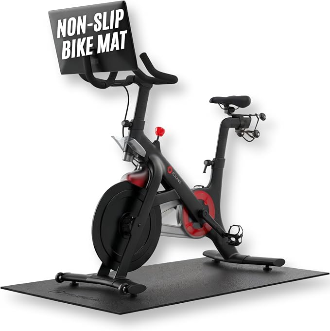 Powr Labs Bike Mat Compatible with Peloton, Treadmill, Exercise Equipment, Elliptical, Walking Pad, Indoor Bike Trainers, Home Gym Workout - Protects Hardwood Floors and Carpet