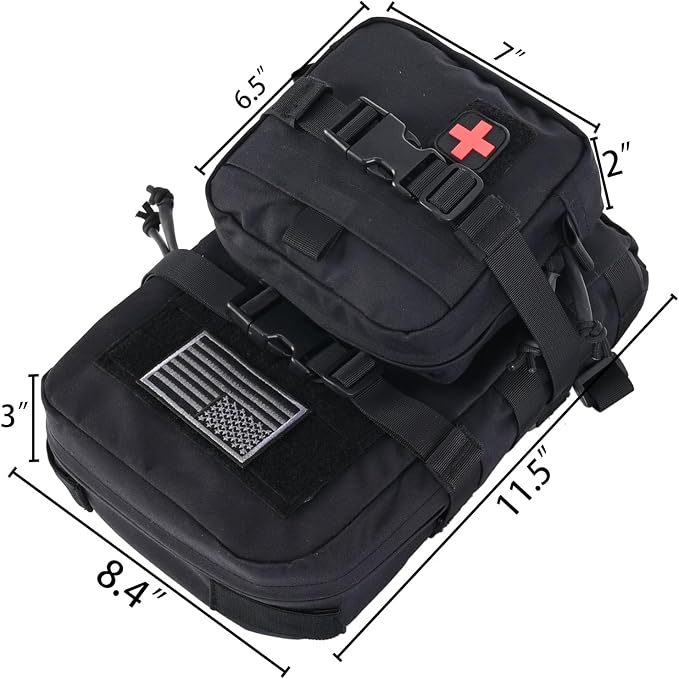Tactical Mini Molle Hydration Pack,Molle Hydration Carrier with IFAK Pouch&US Flag&Med Patch,Hydropack for 2L Water Bladder