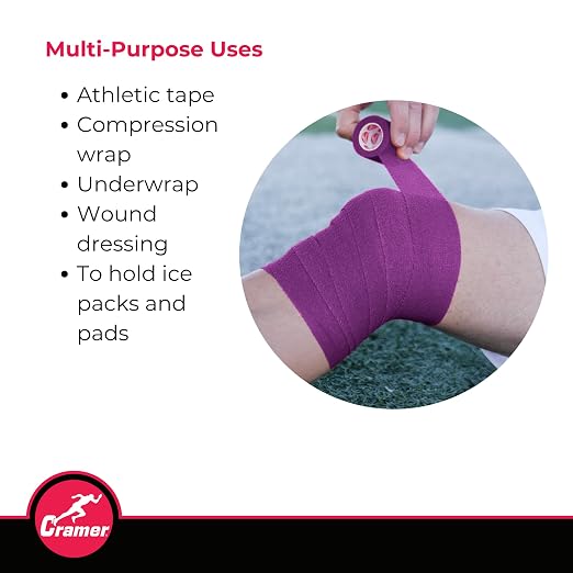 Cramer Eco-Flex Self-Stick Stretch Tape, Cohesive Tape, Flexible Elastic Sports Tape, Athletic Training Supplies, Easy Tear Self-Adherent Bandage Wrap, Bulk Cases, 6 Yard Rolls, Compression Tape