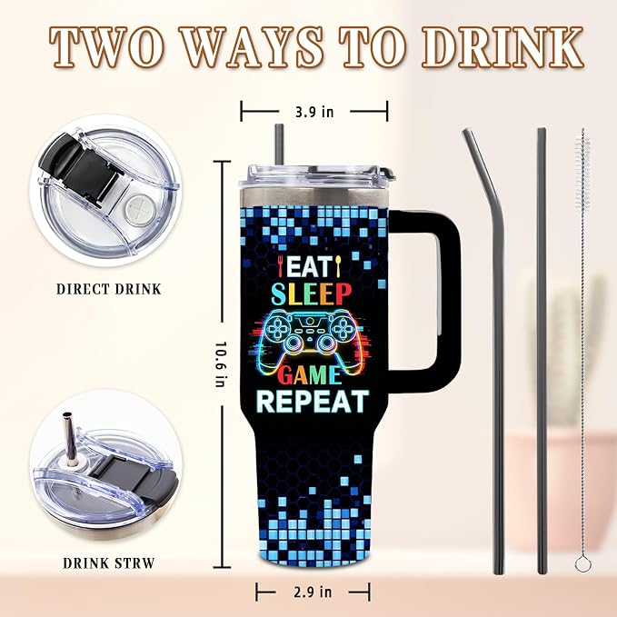 DUUV Gamer Gifts for Gamers Men Teen Boys, Gaming Gifts for Him Teen Son Adults, Gaming 40 Oz Tumbler with Game Controller, Birthday Game Room Decor, Cool Insulated Cup for Christmas Thanksgiving