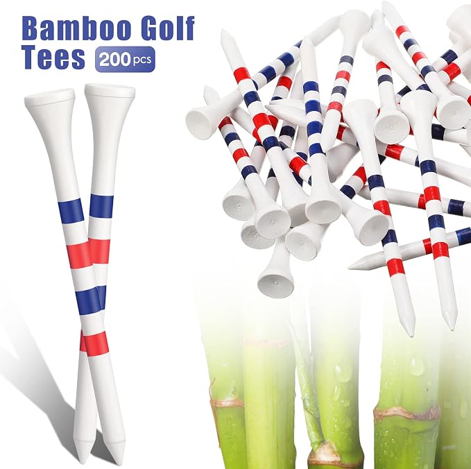 Sosation 200 Pieces Bamboo Golf Tees 3-1/4'' Inch Wooden Golf Tees Reduce Friction and Side Spin