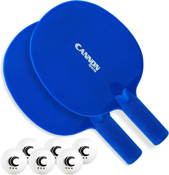Cannon Sports Unbreakable Table Tennis Paddle Set - 2 Rackets with 6 Pack of 3-Star Table Tennis Balls – Portable Set for 2 Players