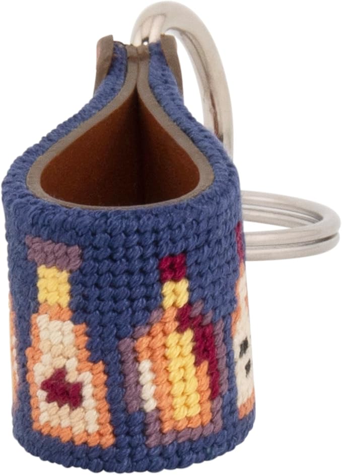Leather Hand-Stitched Needlepoint Key Fob or Key Chain