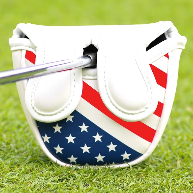 Golf Club Head Covers,4pcs or 1pc USA Golf Head Covers for Woods and Driver Fairway Hybrid - PU Leather Mallet Blade Putter for Men Women Golf Enthusiast