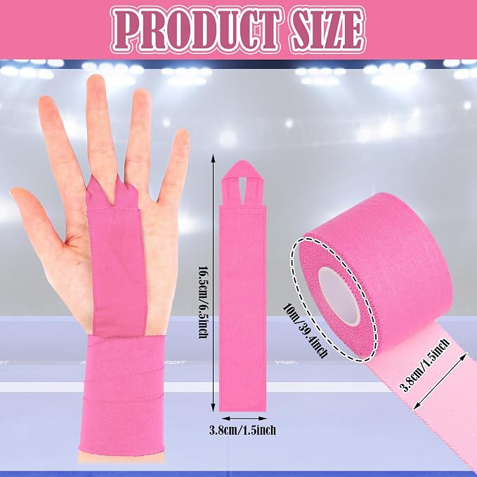 12 Pcs Gymnastics Tape Grips and 1 Roll Athletic Tape for Gymnastics Bars Reusable Athletic Grips Strong Support Wrist Ankle Knee Guards Protector Sport Training Accessories