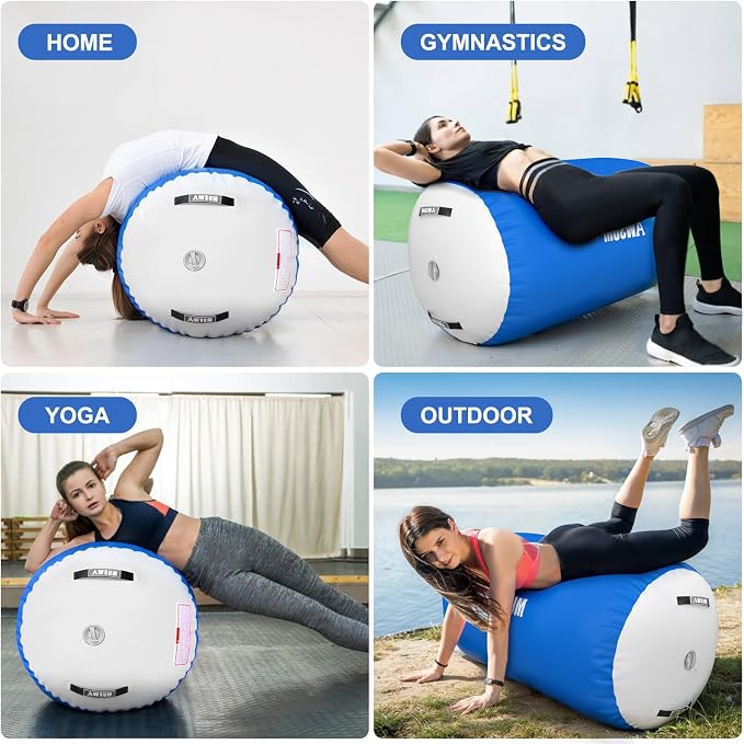 AWSUM Gymnastics Barrel Tumbling Equipment Air Roller Training Inflatable Back Handspring Trainer for Octagon Tumble Mat Gym Cheerleading Home Use 1 PCS，No Electric Pump