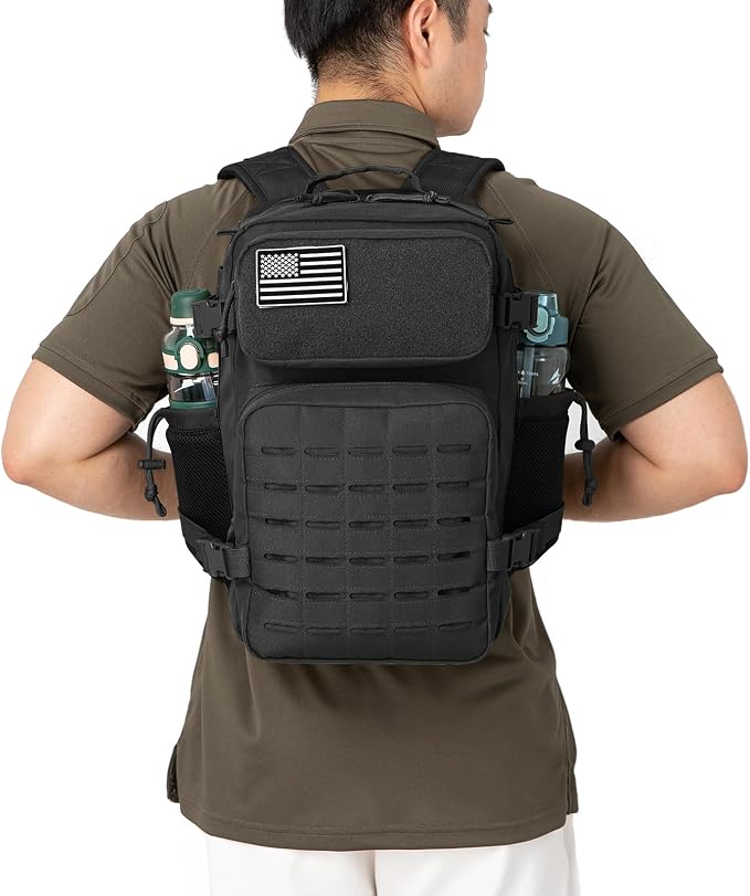 QT&QY 25L/45L Military Tactical Backpack For Men Molle Daypack 3 Day Bug Out Bag Hiking Rucksack With Bottle Holder