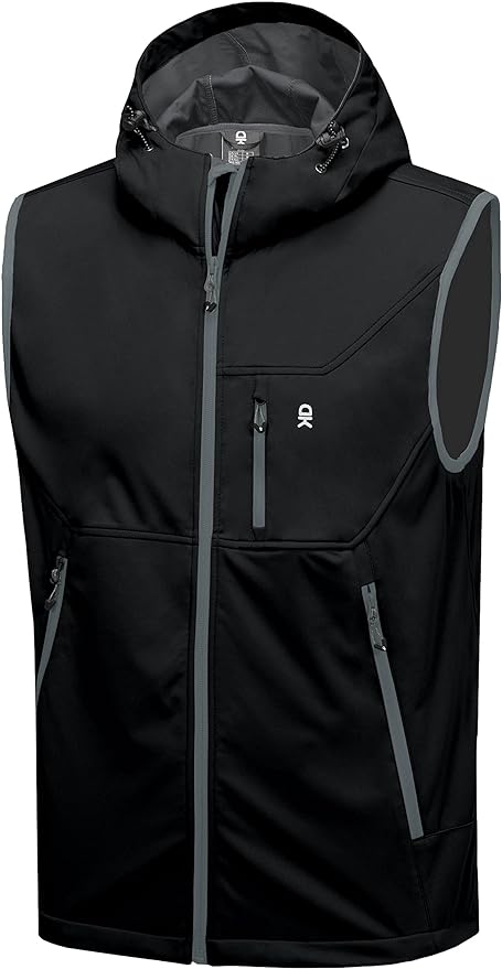 Little Donkey Andy Men's Lightweight Softshell Vest Windproof Sleeveless Jacket for Travel Hiking Running Golf