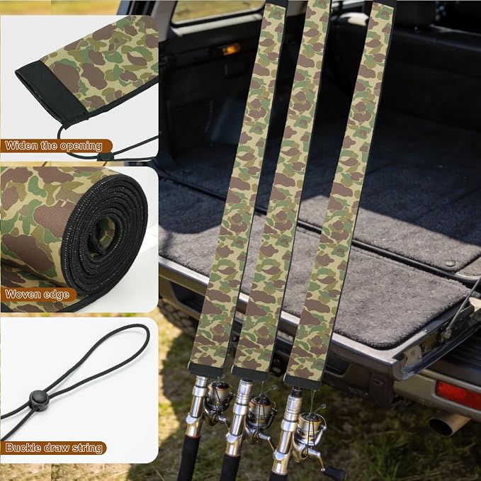 Neoprene Fishing Rod Sleeves,Fishing Rod Socks for Protect Rod | UV Resistance,Puncture Resistant, Protect Casting, Spinning, Trolling Fishing Rods,Fishing Pole Sleeve for Transport, Storage