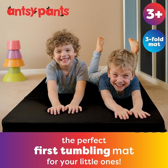 Antsy Pants Tumbling Mat for Kids – Gymnastics Mat, Easy to Clean, Sturdy, Foldable Tumbling Mats, Padded, Lightweight, Portable, Gymnastics Equipment for Active Play