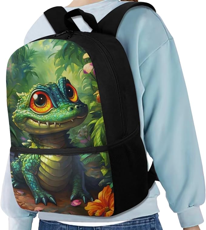 Kids School Bag Bearded Dragon Lizard Backpack with Lunch Box and Water Bottle Holder Pencil Case Elementary School Bags Teens Daypack for Travel Picnic Set 4 in 1