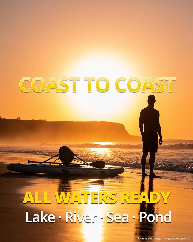 Inflatable Stand Up Paddle Board with Seat, 10'6"/10'5" SUP 440LBS, Recreational Paddleboard for Adults Beginners, Blow Up Paddle Board with Fishing Design, Camera Mount, Cooler Bag & Full Accessories