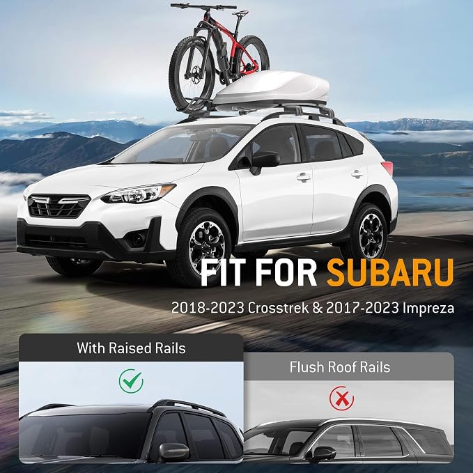 HYR Lockable Roof Rack Cross Bars Compatible with Subaru Crosstrek 2018-2023 & Impreza 2017-2023 with Raised Side Rails, Aluminum Heavy Duty Anti-Theft Roof Rails Crossbars Rooftop Cargo Bars