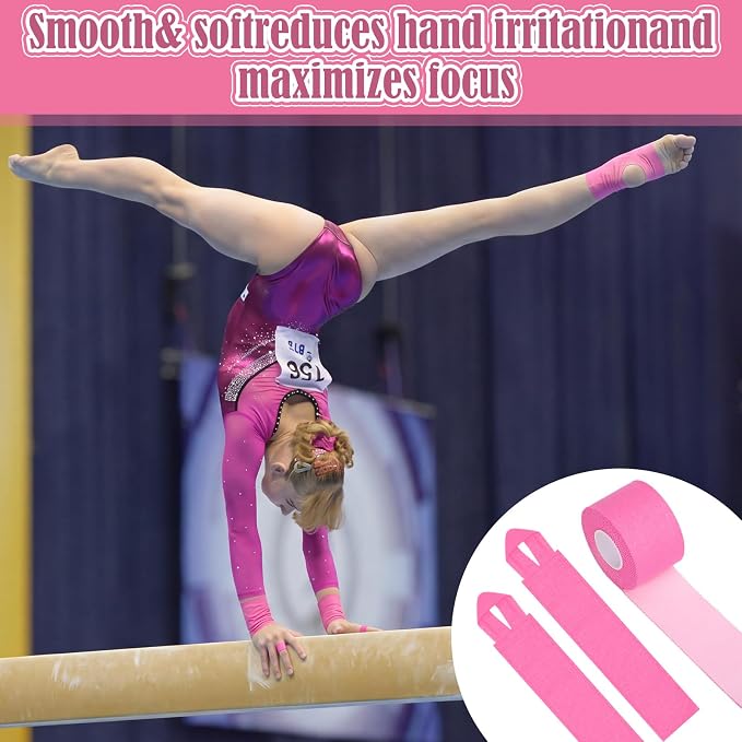 12 Pcs Gymnastics Tape Grips and 1 Roll Athletic Tape for Gymnastics Bars Reusable Athletic Grips Strong Support Wrist Ankle Knee Guards Protector Sport Training Accessories