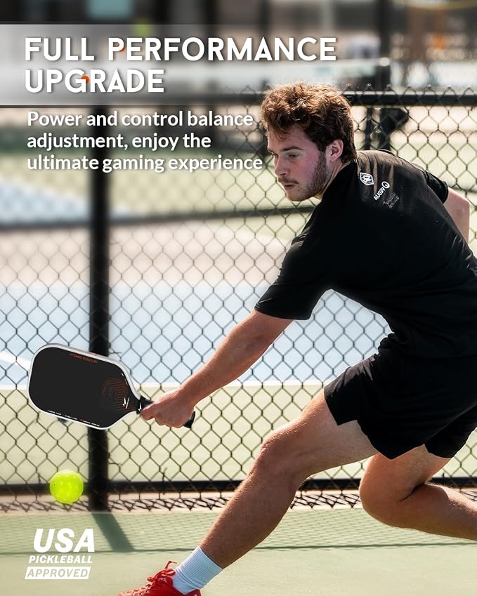 Warping Point Pickleball Paddle, Carbon Fiber Paddle with Endura Friction Surface, Polymer Honeycomb Core, Design for Ultimate Spin & Power, Large Sweet Spot & Contro, USAP Approved