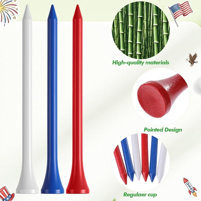 Mudder 2000 Pcs Bamboo Golf Tees Bulk Professional Golf Tees Reduce Friction Side Spin for Club Men Women Kids Accessories