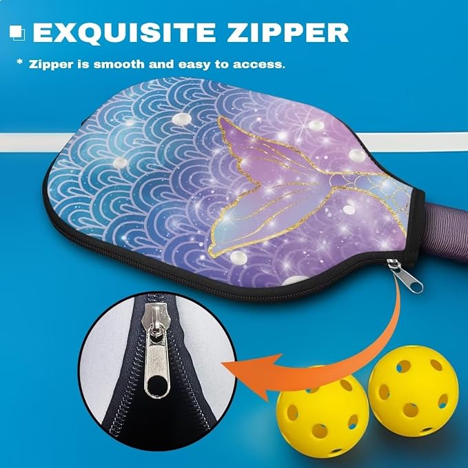 Pickleball Paddle Covers, Fits Standard Pickleball Racquets, Durable Zippered Paddle Cover Universal 8.6 x 11.4Inch