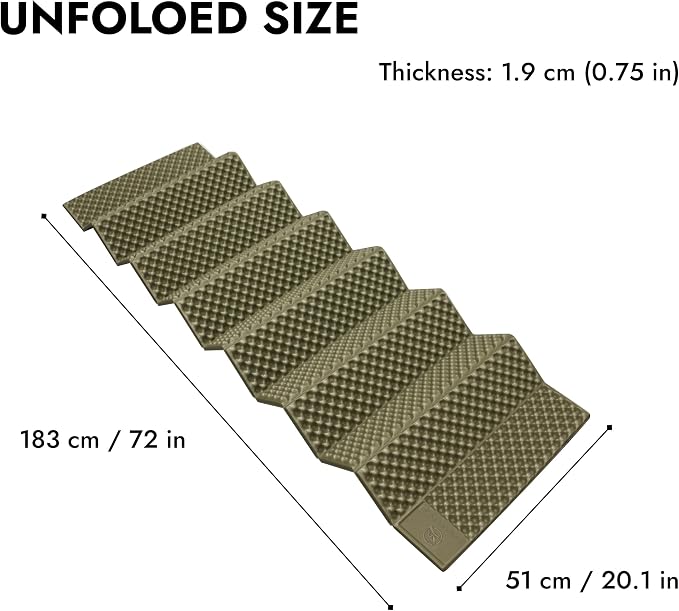 Ultralight Foam Backpacking Sleeping Pad – Foldable Camping Mat with Closed-Cell Insulation, Silent & Durable Camping Pad, Compact Accordion Camping Mattress for Hiking, Tent, Ground