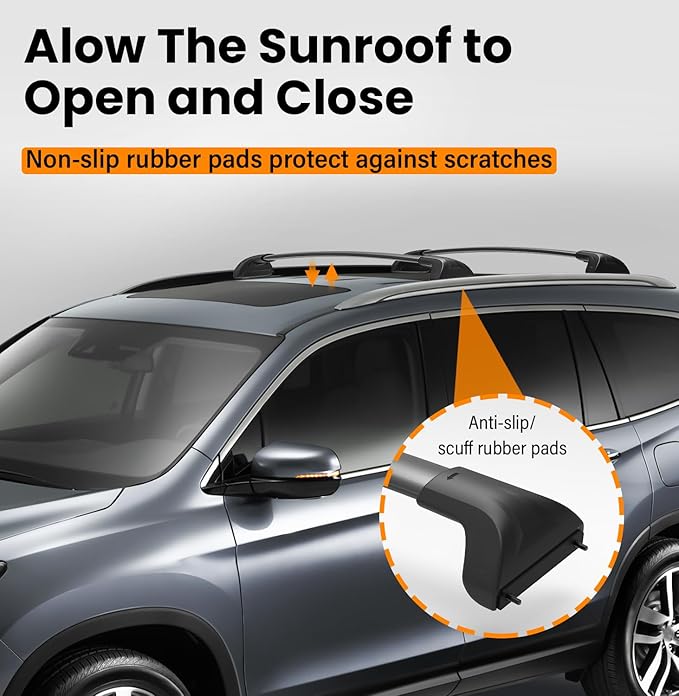 300lbs Roof Rack Cross Bars Compatible with Honda Pilot 2016-2022 with Flush Rails, Aluminum Crossbar with Lock for Rooftop Cargo Carrier Luggage Kayak Canoe Bike Snowboard