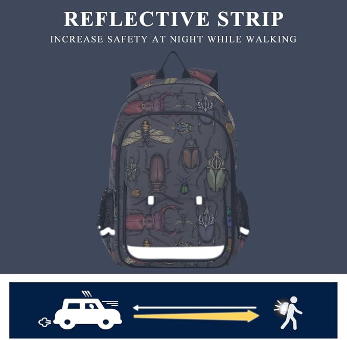 Fisyme Insects Vintage Bugs School Backpack Laptop Backpack Bags Bookbag Travel Casual Computer Notebooks Daypack