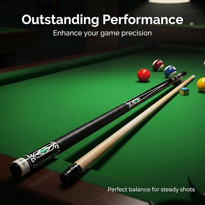 Tai ba cues 2-Piece Pool cue Stick + Hard Case, 13mm Tip, 58", Hardwood Canadian Maple Professional Billiard Pool Cue Stick 18,19,20,21,22 Oz Pool Stick (Selectable)-Blue, Black, Red, Gray, Green