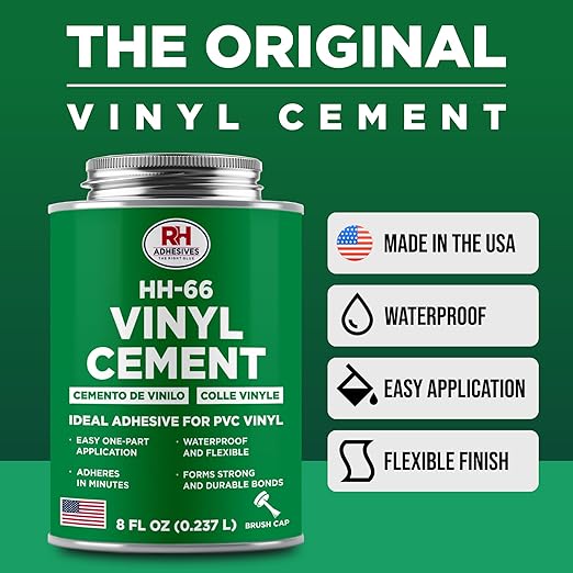 HH-66 Vinyl Cement 8 oz - Vinyl Adhesive, Cement Glue, Industrial Contact Cement for PVC & Vinyl Repair - Waterproof Flexible Vinyl Glue for Tarps, Pool Liners, Inflatables & Marine – RH Adhesives