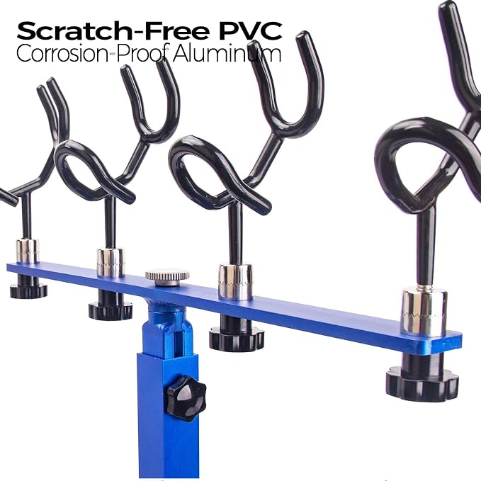 Aluminum Spider Rigging Rod Holder for Boat - 4 Pole Crappie Fishing Rack, Heavy Duty 6063-T5 Marine Grade Aluminum, 16.5"-30.5" Adjustable Height Square Tube Support for Catfish & Trolling
