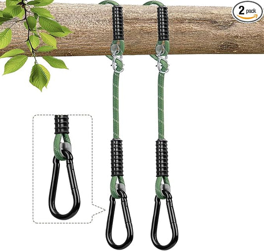 Heavy Duty Tree Swings Rope Hammock with Large Carabiner,Tree Swing Hanging Straps,Adjustable Extendable,for Outdoor Swing Hammock Playground Set Accessories,Green 2 Pack 3.91ft(47")