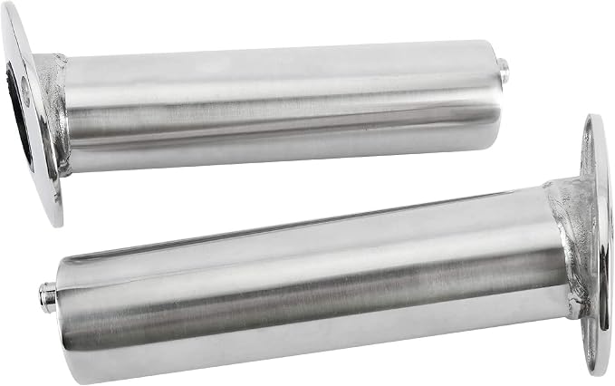 YaeMarine 4-Pack Heavy Duty Stainless Steel 316 Deluxe Rod Holders with Drain, Flush Mount Fishing Rod Pole Holders, 30 Degree /15 Degree/90 Degree