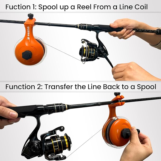 Pristis Fishing Line Winder, Reel Spooler with Unwinding System, Spool Holder with Handhold & Clamps, Anti-Twist Spooling Station, Adjustable Versatile Accessories for Baitcasting and Spinning Reel