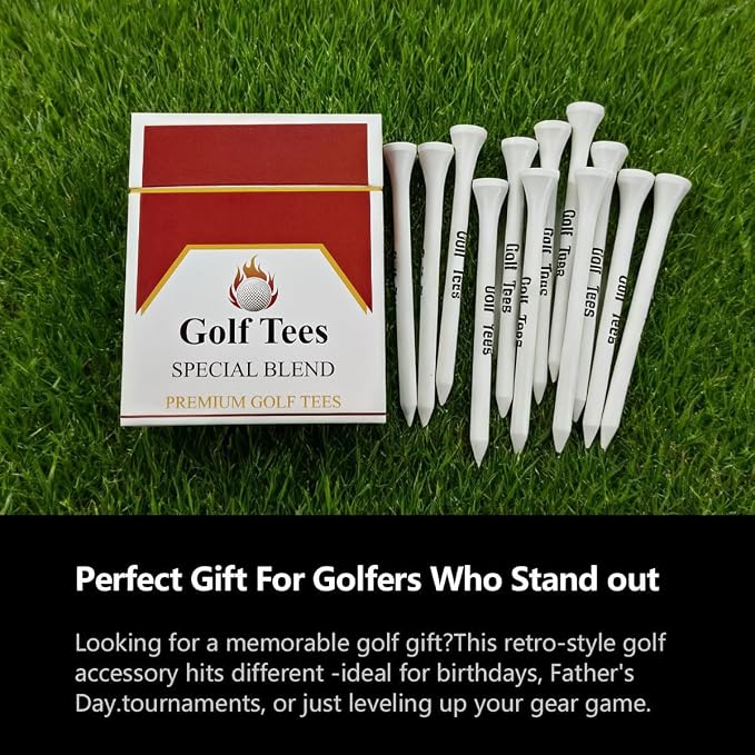 Premium Bamboo Golf Tees | 83mm (3.25") Wooden Tees | Golf Gifts for Men | Vintage-Style tee Case Golf Accessories for Men | Funny Golf Accessory for Golfers