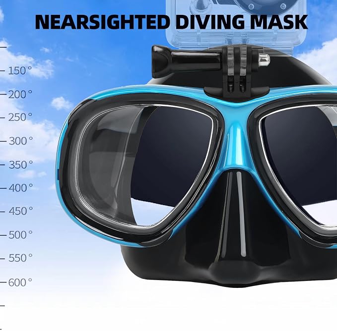 Nearsighted Snorkeling Gear for Adults Youth, Professional Full Dry Top Silicone Snorkel Set, Anti-Fog Scuba Diving Mask with Adjustable Strap