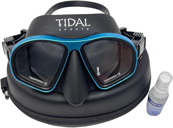 Tidal Freedive Mask - Aluma Pro with Advanced Anti-Fog Technology. Ultra Low Volume Mask for Freediving, Snorkeling and Scuba Diving. Tempered Glass Lens.