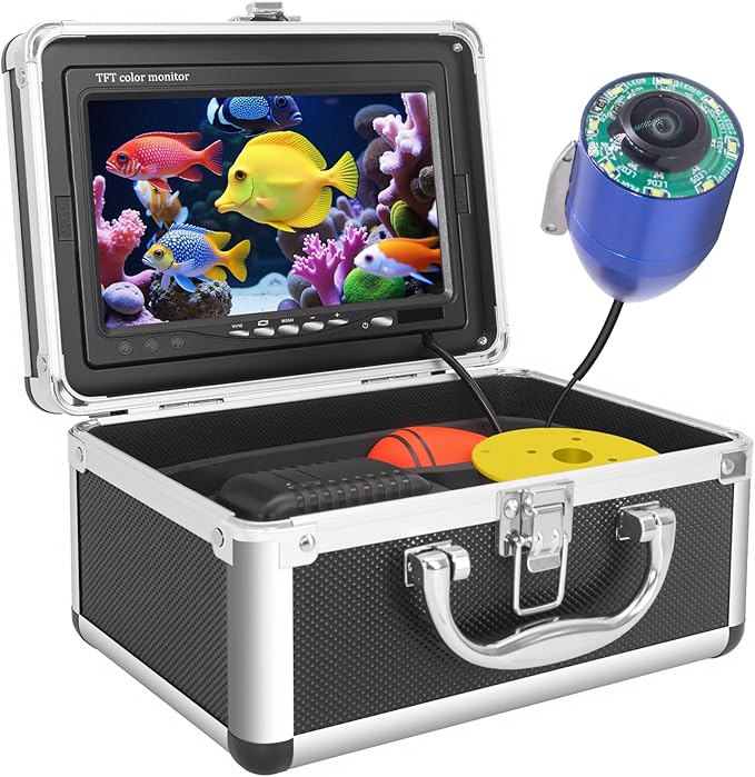 Underwater Fishing Camera, 7 Inch LCD Monitor Portable Fish Finder Waterproof 1000TVL Fishing Camera Waterproof IP68 with 65.62ft Cable for Lake, Boat, Ice Fishing (Cable20M)