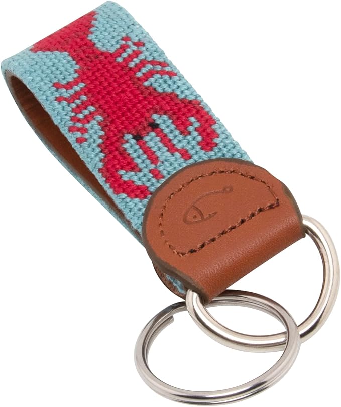 Leather Hand-Stitched Needlepoint Key Fob or Key Chain