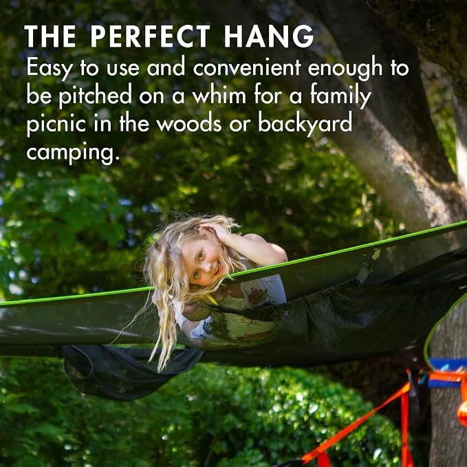 Tentsile Trillium Giant Hammock, The Original Tree Tent Company, 6 Adult Capacity, Anti-Roll, Central Hatch, Ratches and Straps Included, Designed in The UK (6 Person, Black Mesh)