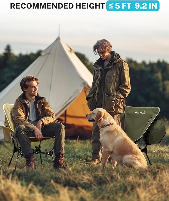 Gonex Portable Camping Chair, The 5th Gen Ultralight Compact Backpacking Foldable Lightweight Folding Chair for Outdoor Camp Hiking Beach Picnic Concert, Supports 330lbs (Army Green, 1 PCS)