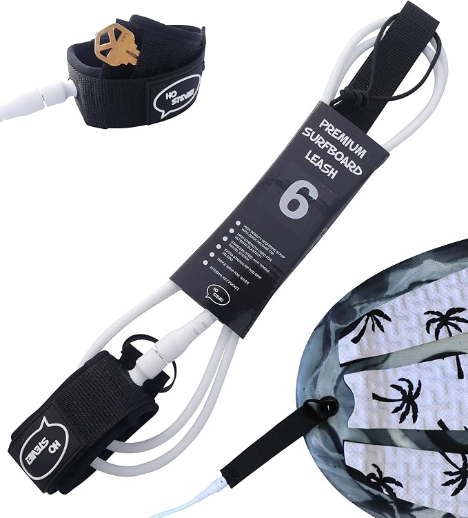 Ho Stevie! Premium Surf Leash - No Tangles, No Lost Surfboard - Hi-Strength Lightweight 1/4" Cord - Feels Like Surfing Leashless - 6/7/8/9 Feet