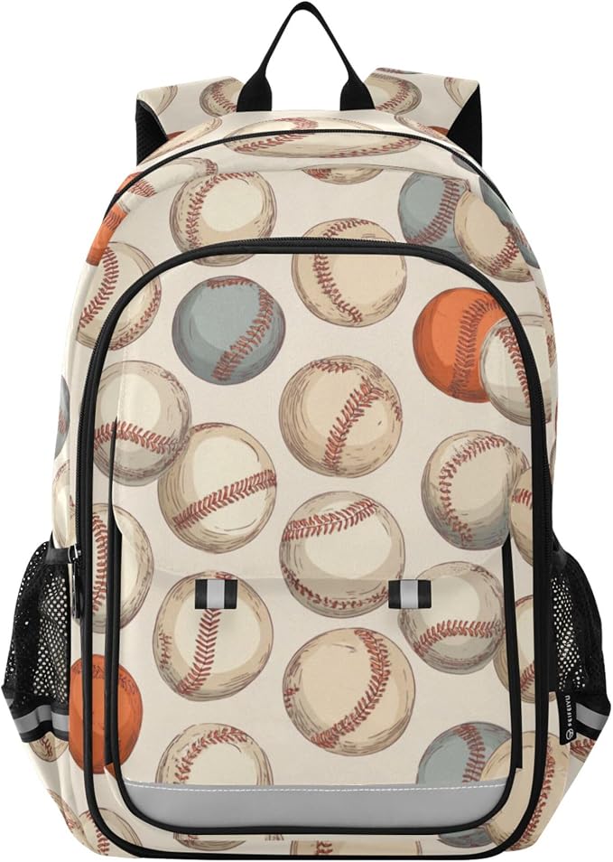 Fisyme Vintage Baseball Sport School Backpack Laptop Backpacks Bags Bookbag Travel Casual Computer Notebooks Daypacks