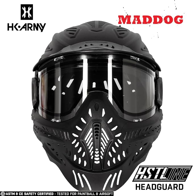 Maddog HK Army HSTL Paintball Airsoft Mask Goggle System | Replaceable Thermal Dual-Pane Anti Fog Lens | Adjustable Full-Face Safety Certified Protection